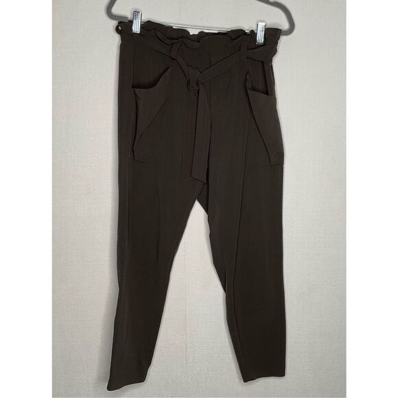 ATHLETA Skyline Belted Paper Bag Tie Waist Jogger Pants Travel Arbor Green Sz 10 - Picture 2 of 9